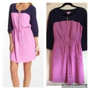 Lily Pulitzer Dress, Navy and Lilac Sessilee, Sz 0 Shirt dress